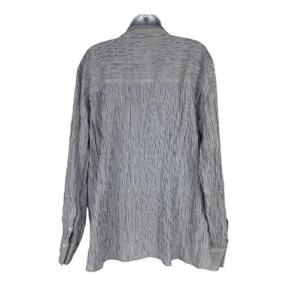 Treasure & Bond Boyfriend Striped Button-Down Shirt L Cotton Blend Blue White - Picture 7 of 7